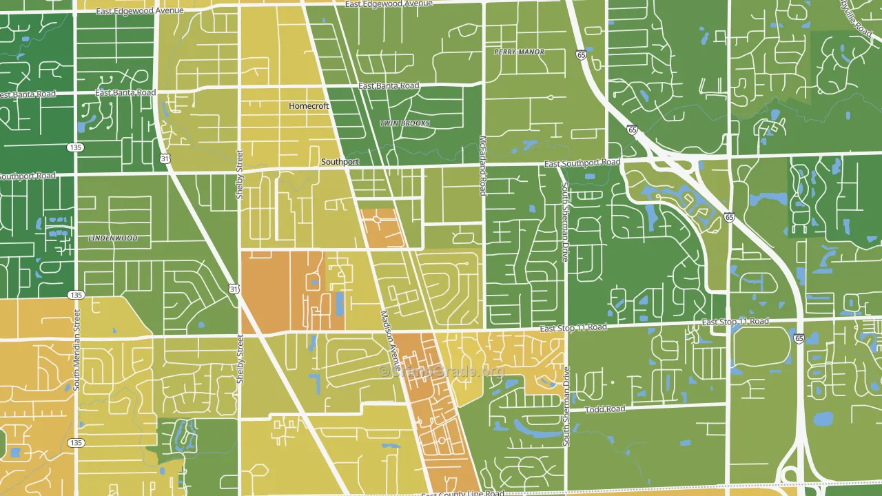 Southport, IN Map of Assault Rates