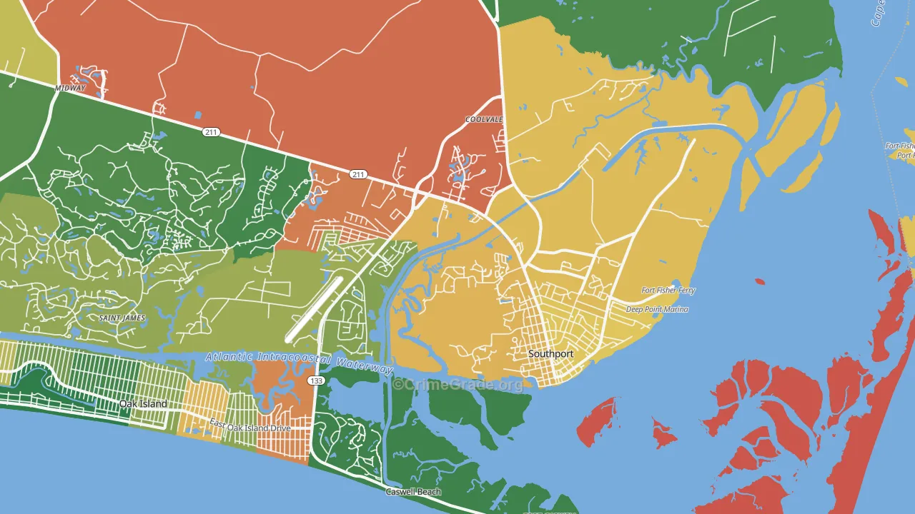 Southport, NC Map of Assault Rates