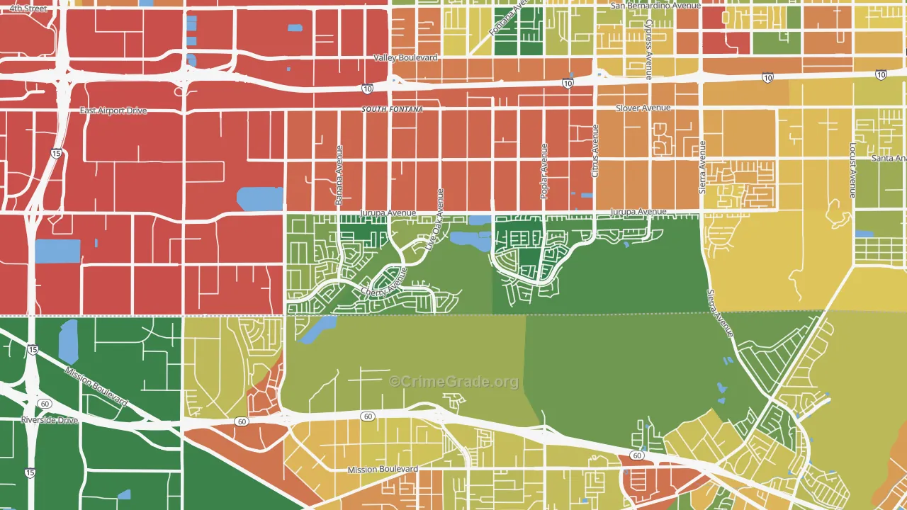 Southridge Village, Fontana, CA Map of Assault Rates