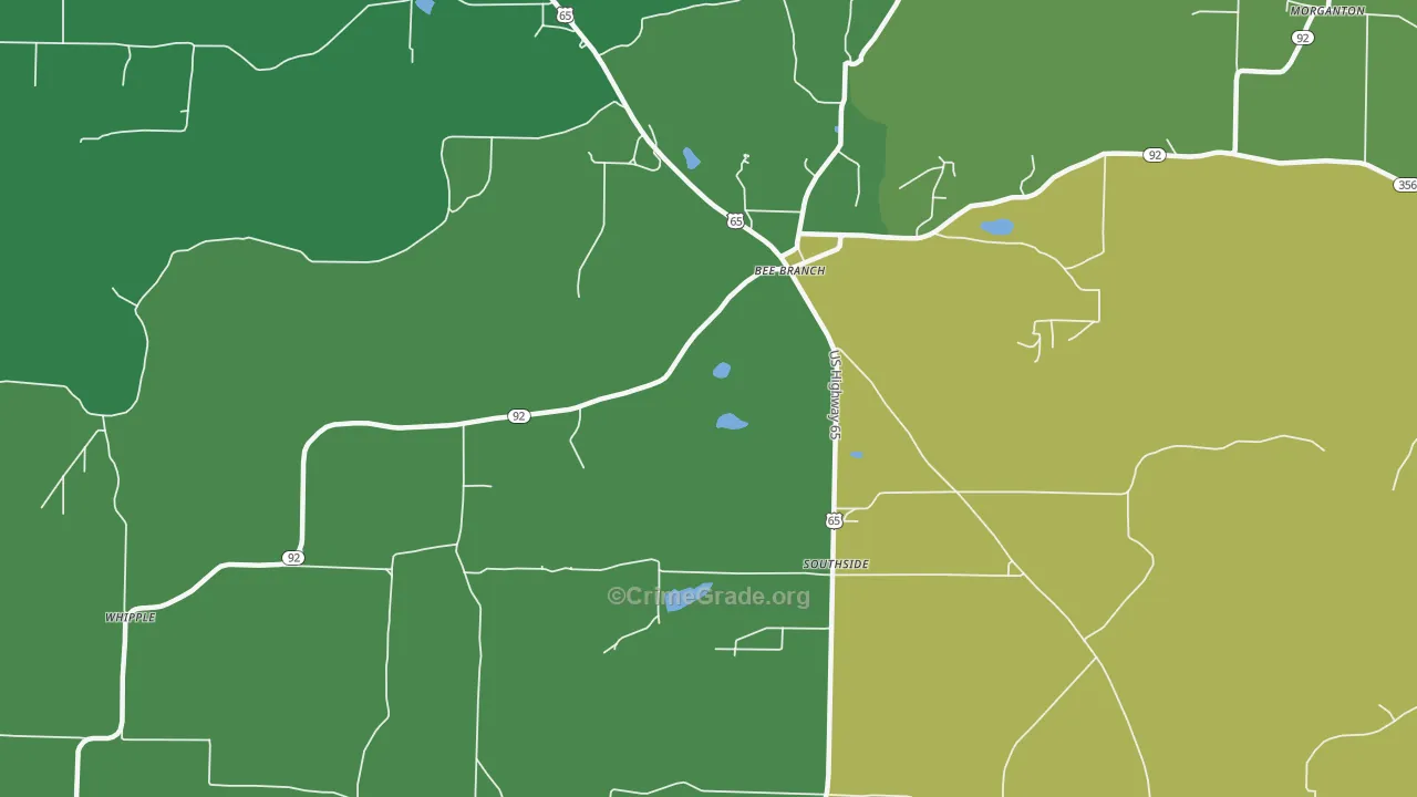 Southside, AR Map of Assault Rates