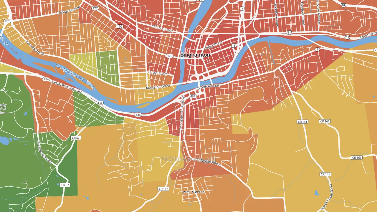 Southside, Binghamton, NY Map of Assault Rates