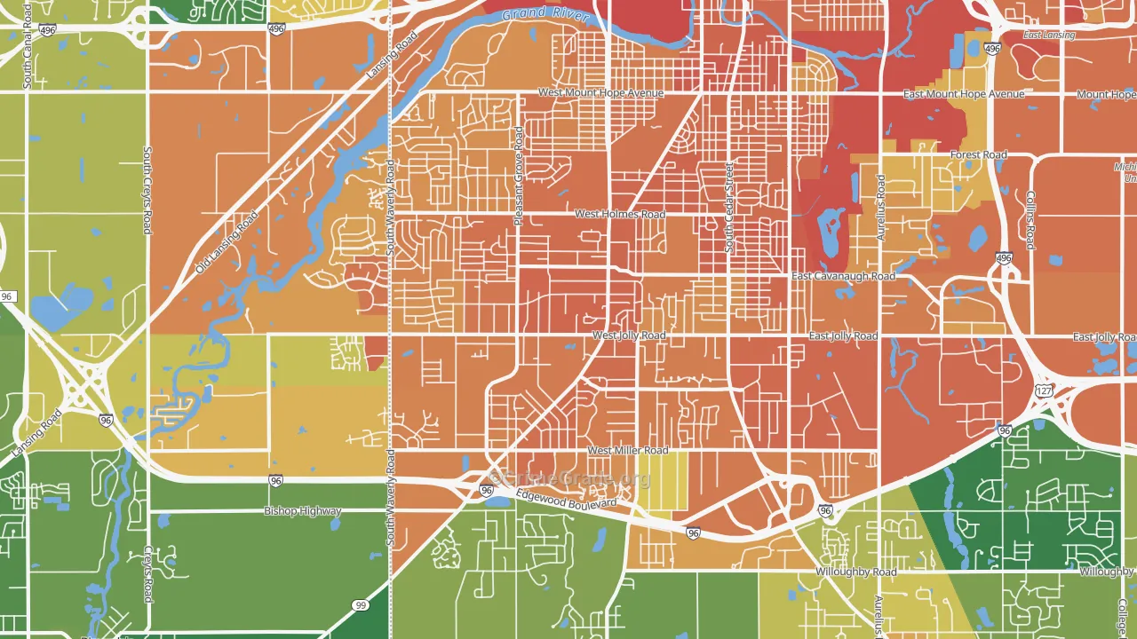 Southside, Lansing, MI Map of Assault Rates