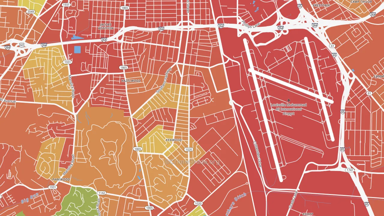 Southside, Louisville, KY Map of Assault Rates