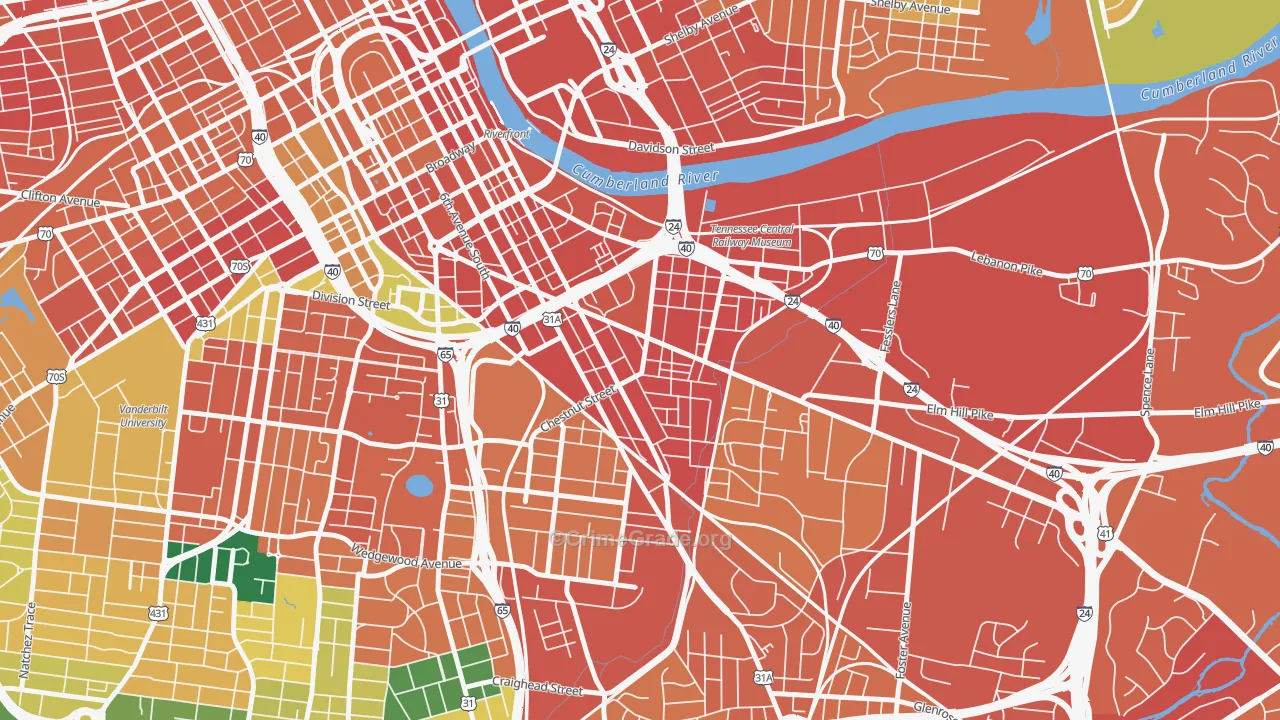 Southside, Nashville, TN Map of Assault Rates
