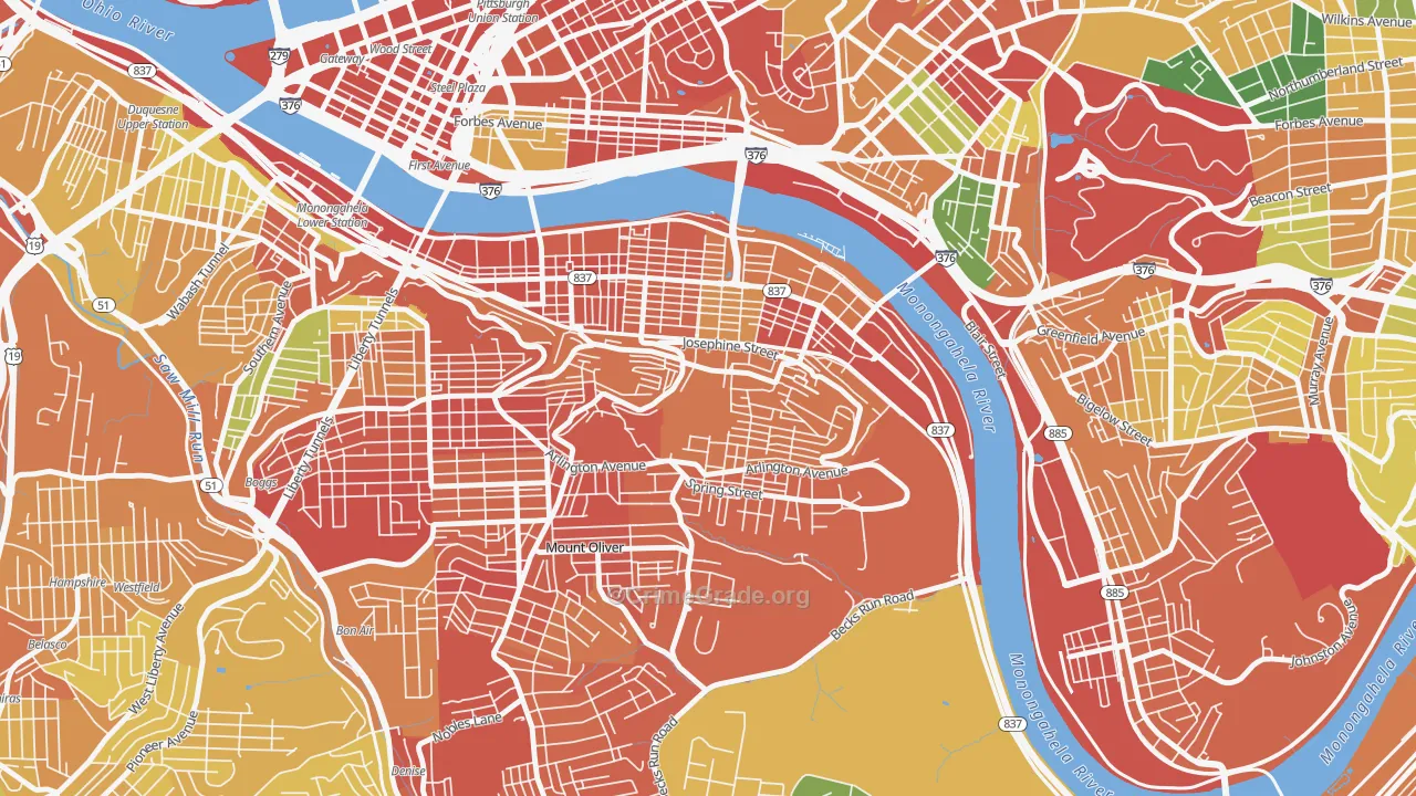 Southside Slopes, Pittsburgh, PA Map of Assault Rates