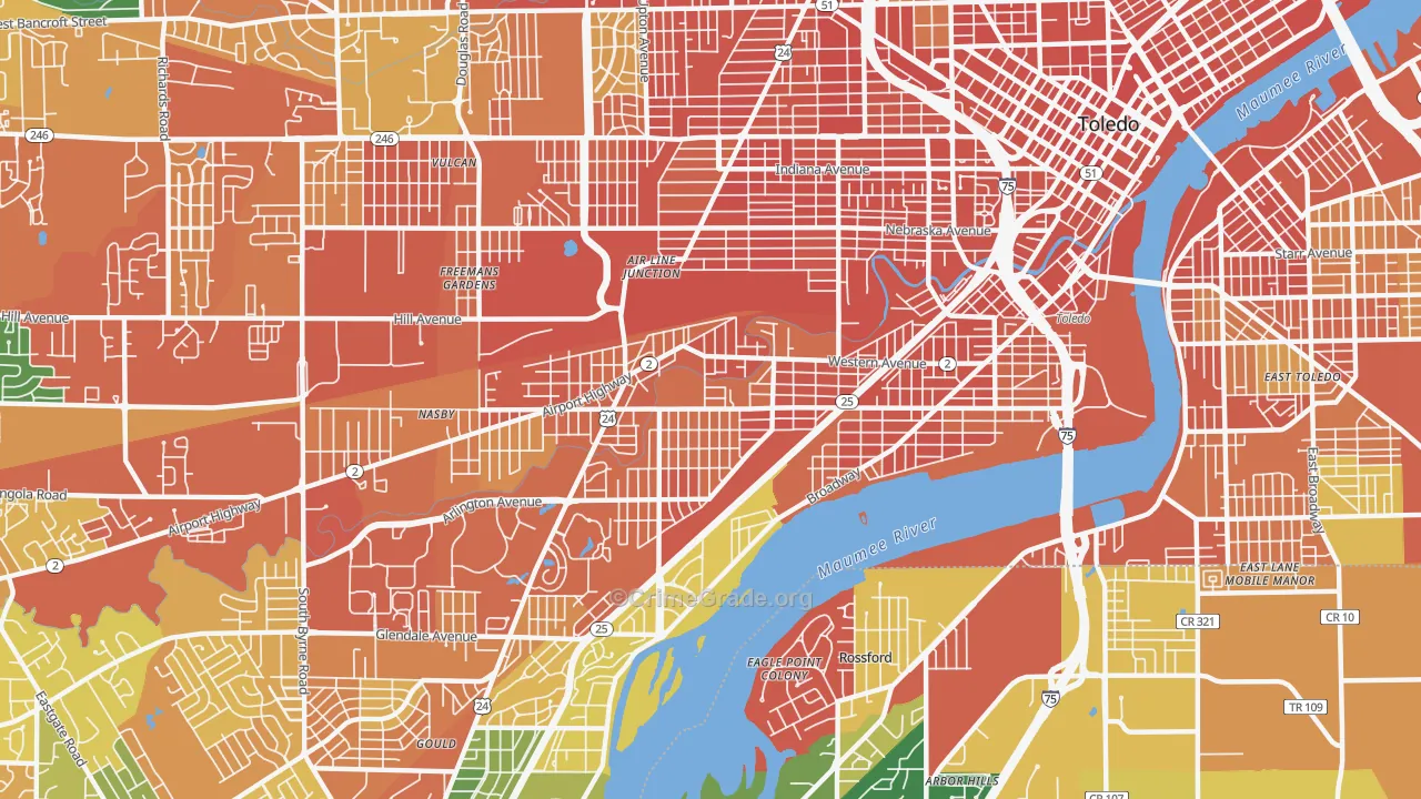 Southside, Toledo, OH Map of Assault Rates