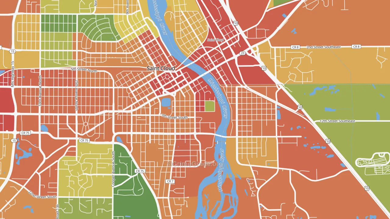 Southside University, St. Cloud, MN Map of Assault Rates