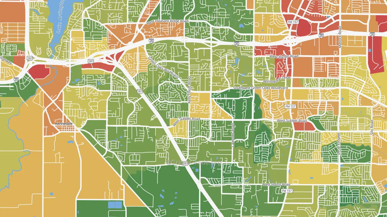 Southwest Arlington, Arlington, TX Map of Assault Rates