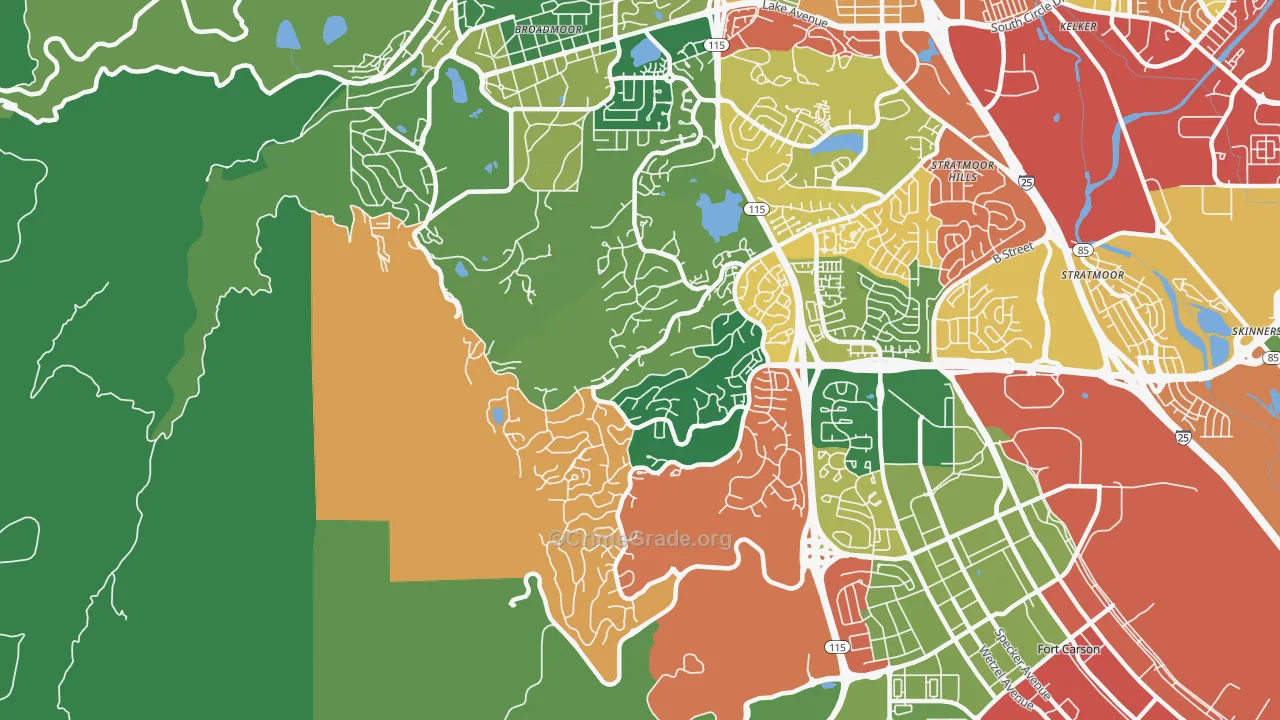 Southwest Colorado Springs, Colorado Springs, CO Map of Assault Rates