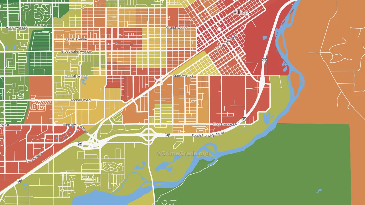 Southwest Corridor, Billings, MT Map of Assault Rates