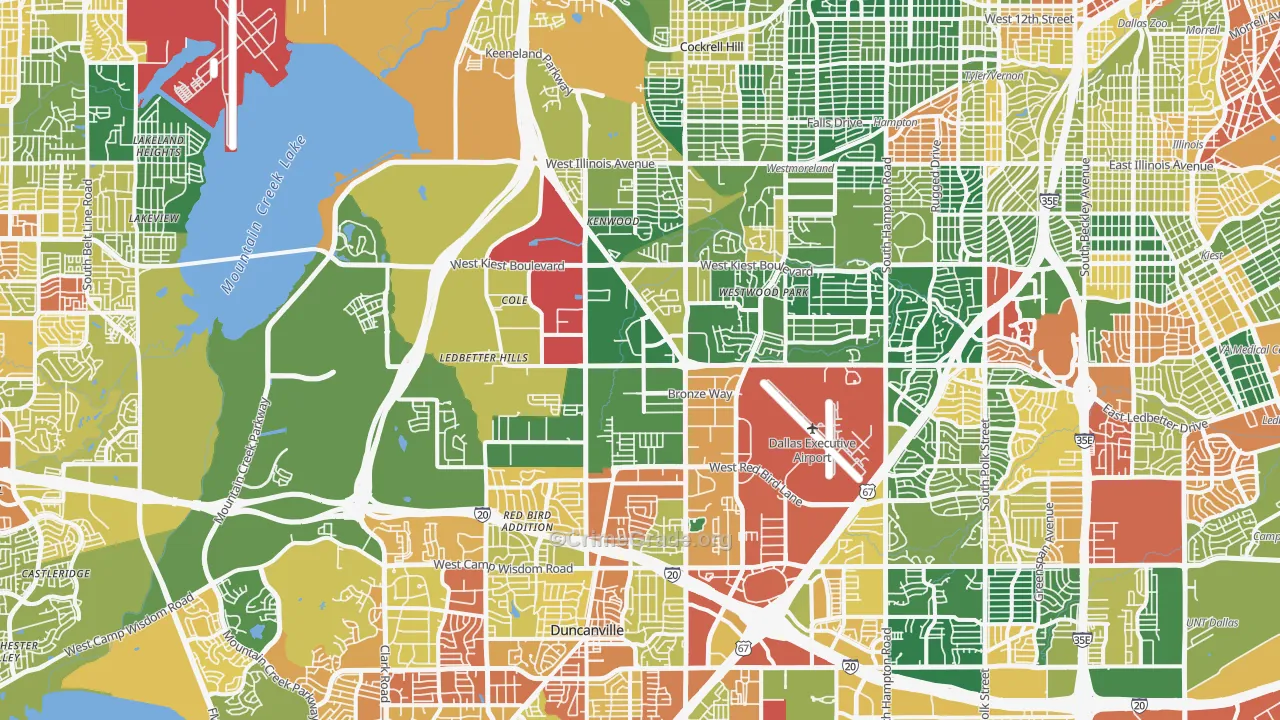 Southwest Dallas, Dallas, TX Map of Assault Rates