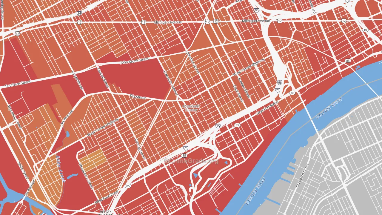 Southwest Detroit, Detroit, MI Map of Assault Rates
