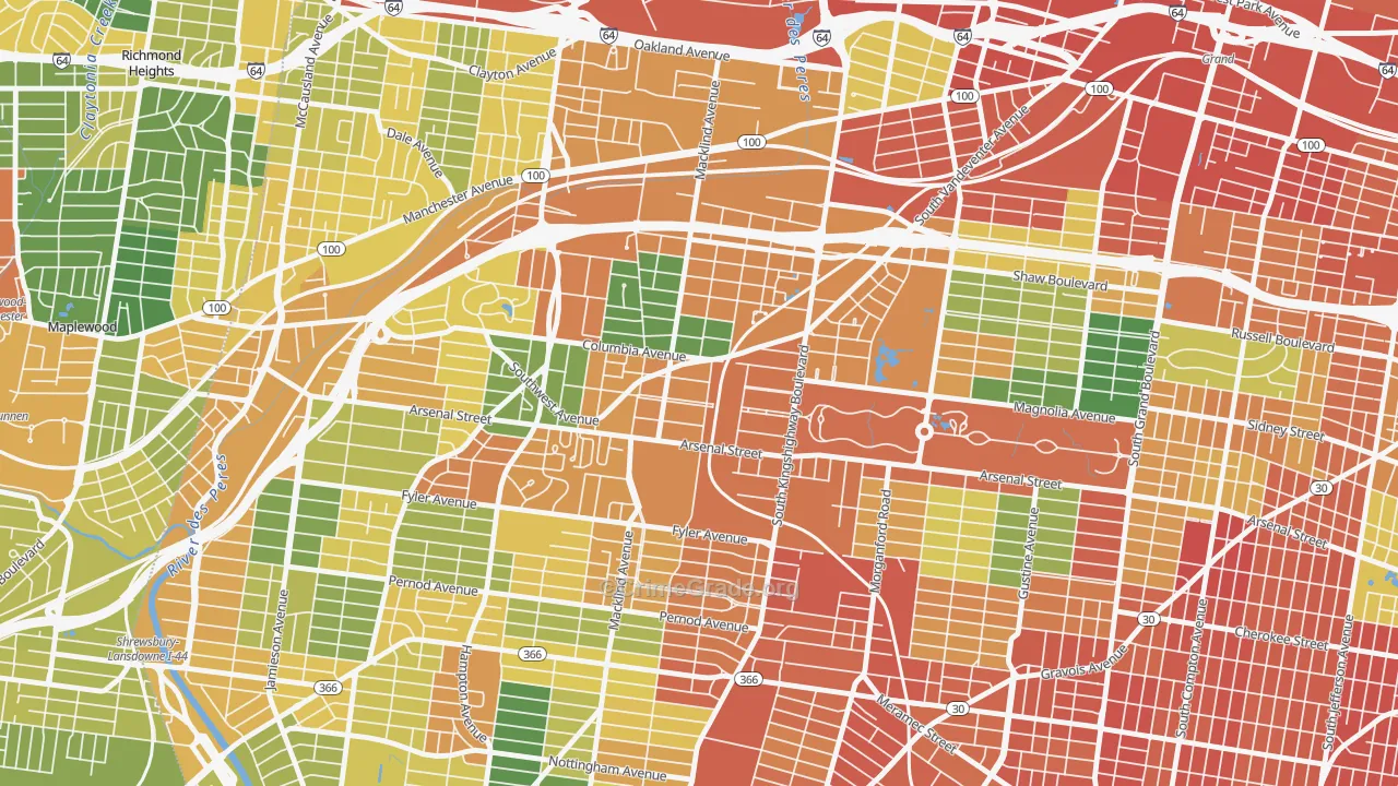 Southwest Garden, St. Louis, MO Map of Assault Rates