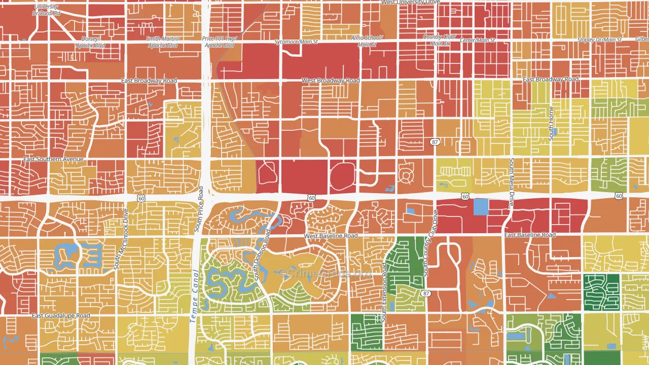 Southwest Mesa, Mesa, AZ Map of Assault Rates