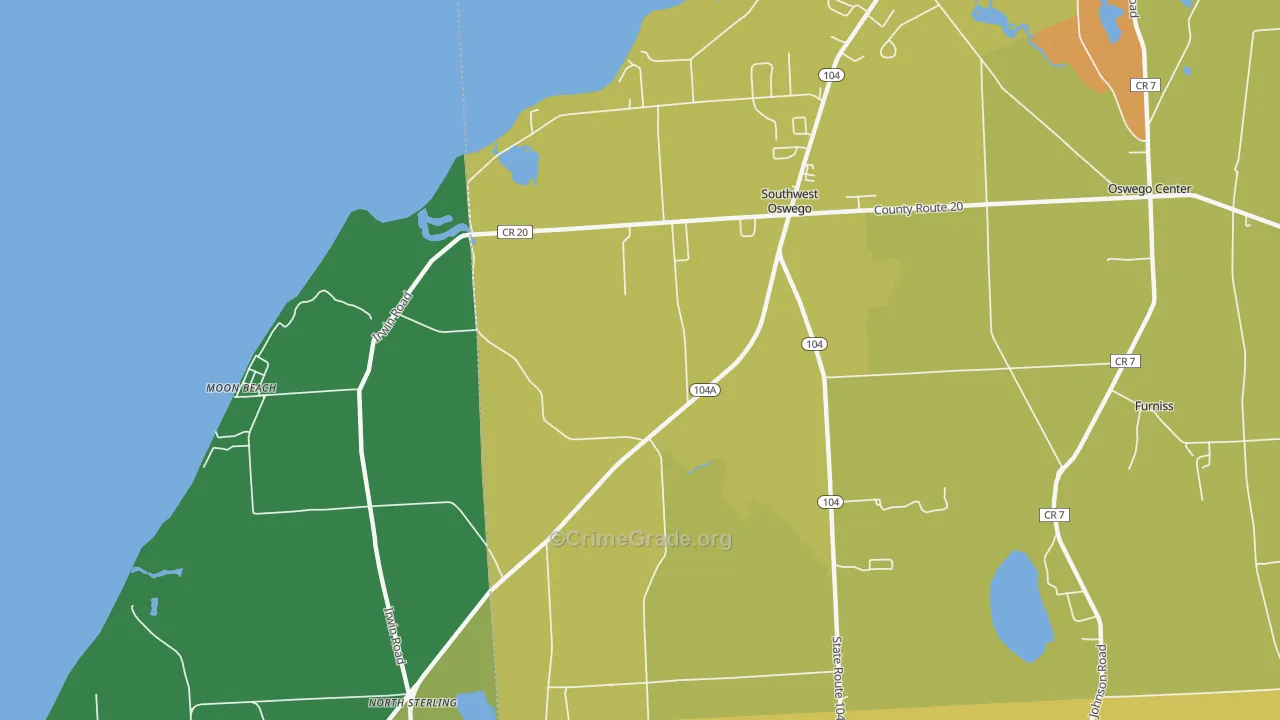 Southwest Oswego, NY Map of Assault Rates