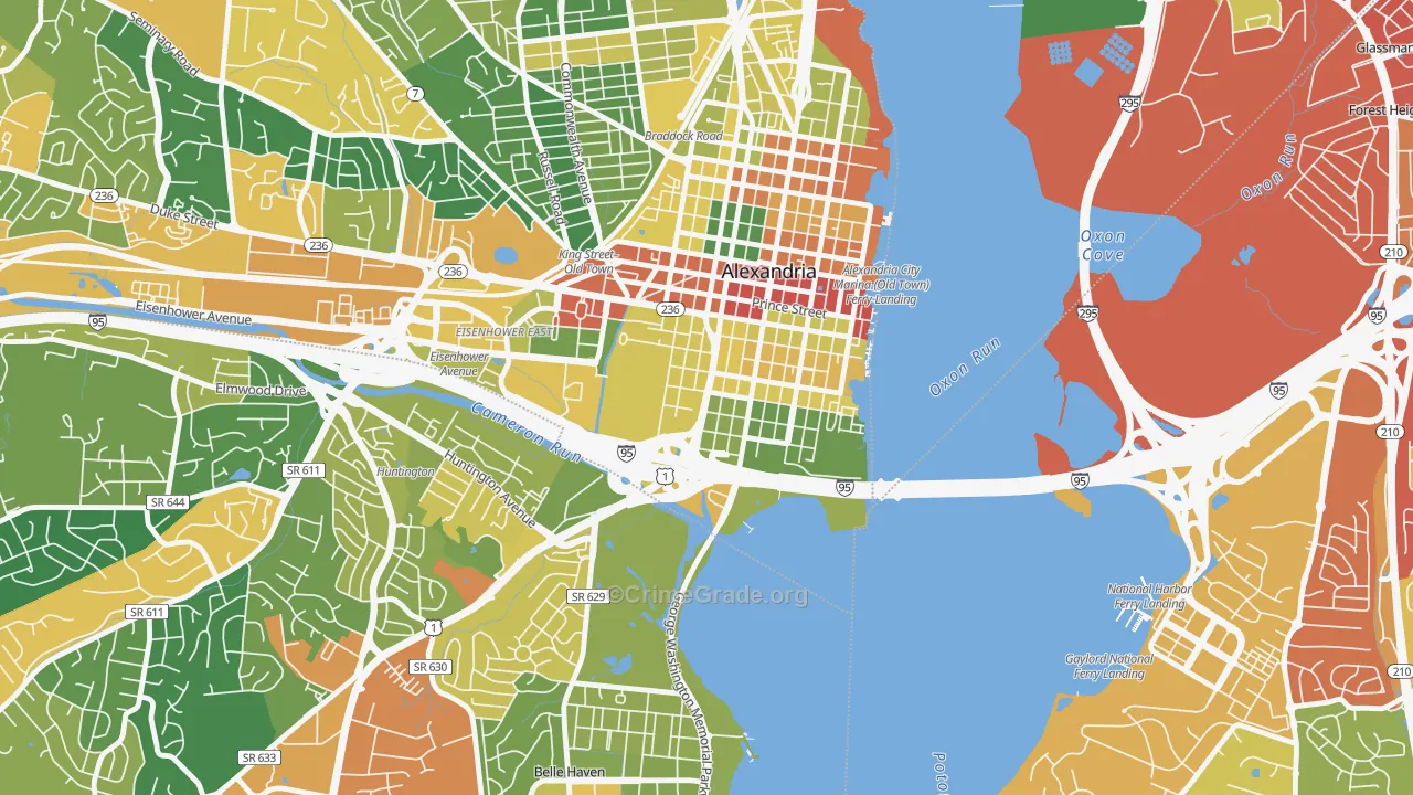Southwest Quadrant, Alexandria, VA Map of Assault Rates