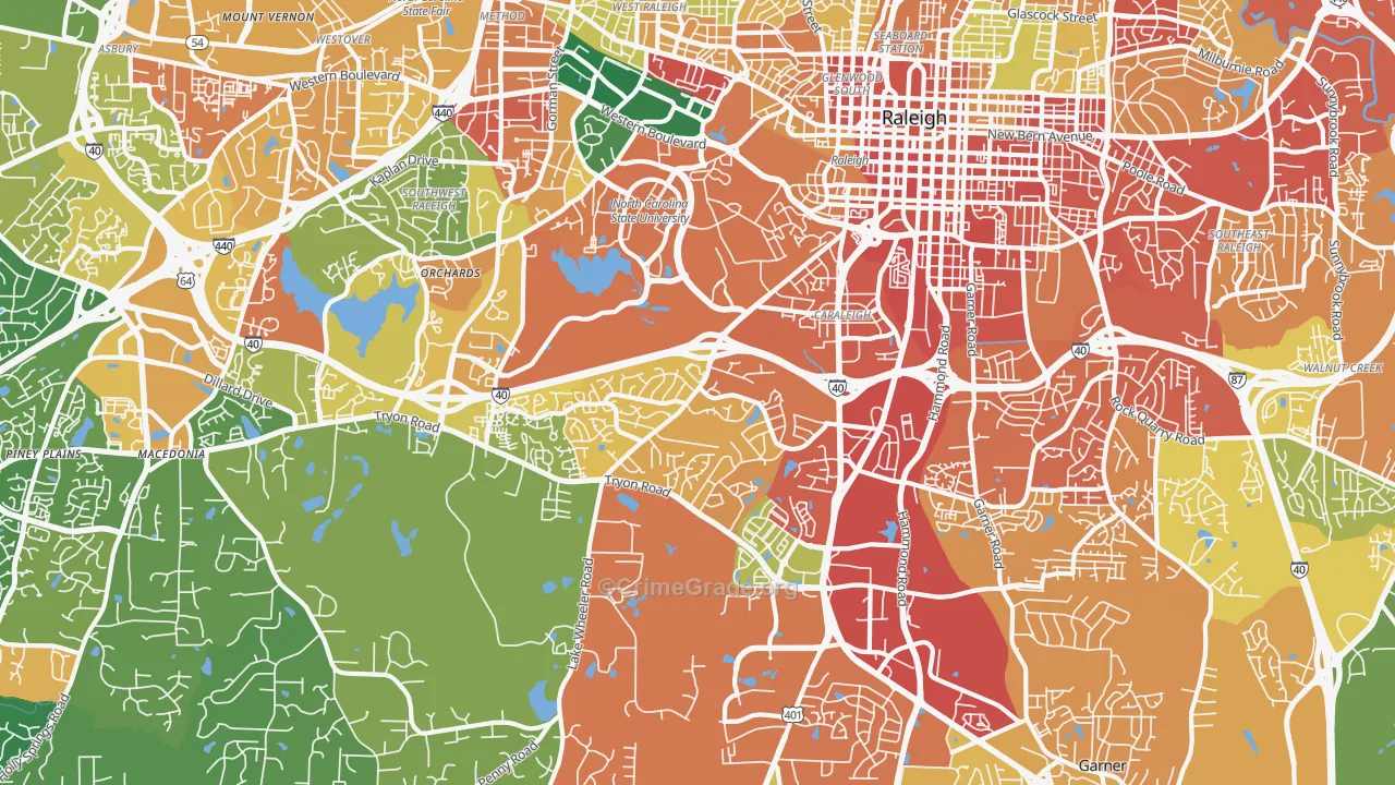 Southwest Raleigh, Raleigh, NC Map of Assault Rates
