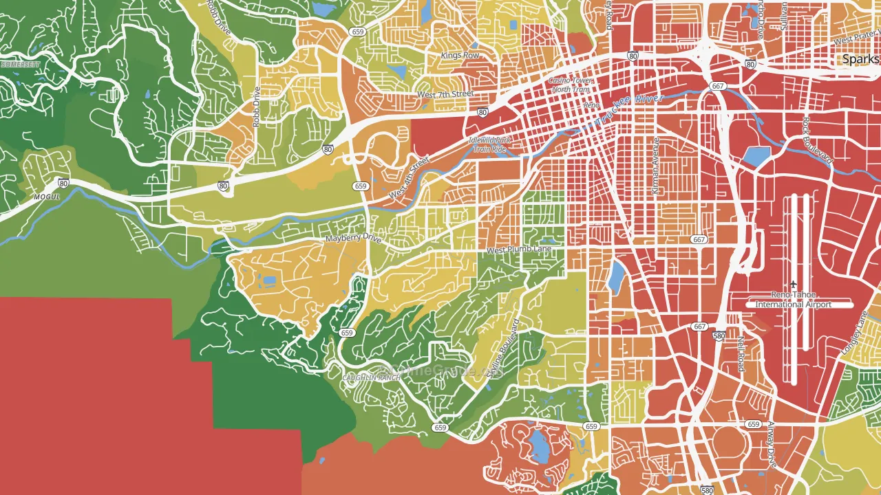 Southwest, Reno, NV Map of Assault Rates
