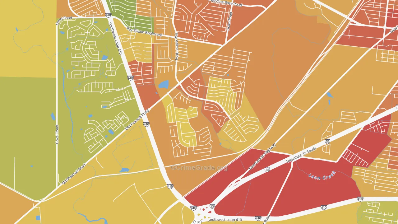 Southwest, San Antonio, TX Map of Assault Rates