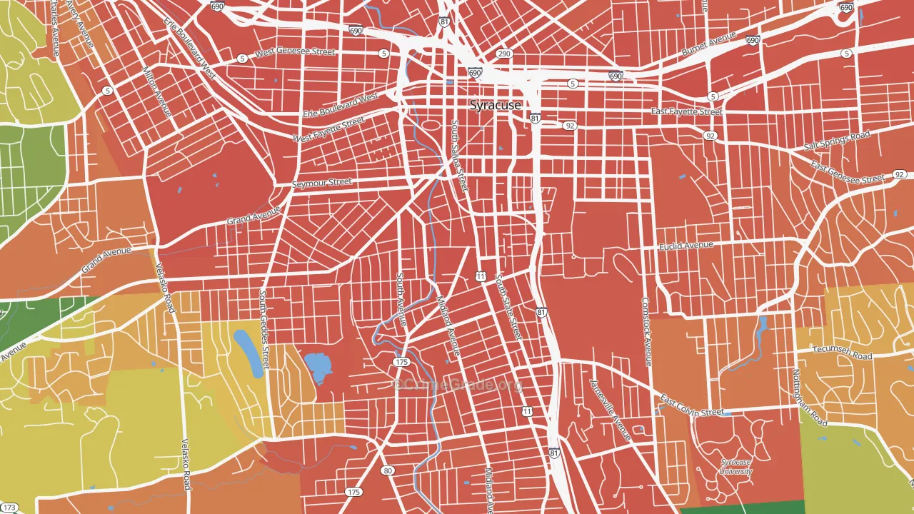 Southwest, Syracuse, NY Map of Assault Rates