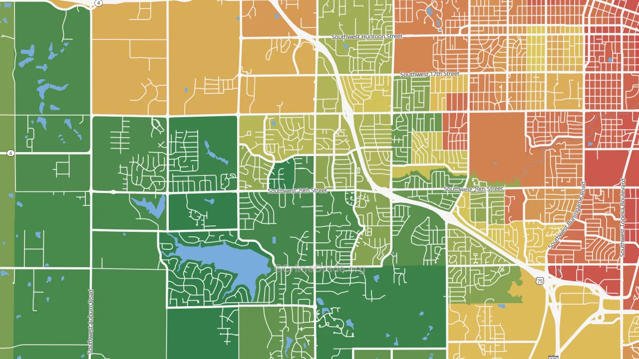 Southwest Topeka, Topeka, KS Map of Assault Rates