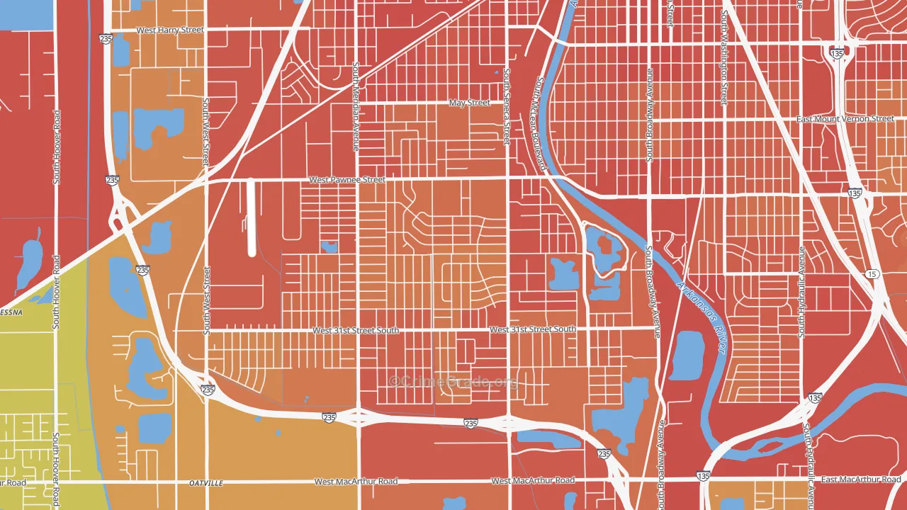Southwest, Wichita, KS Map of Assault Rates