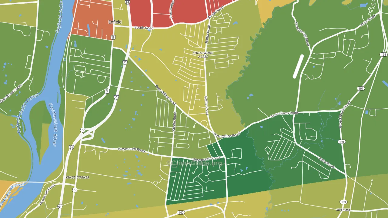 Southwood Acres, CT Map of Assault Rates
