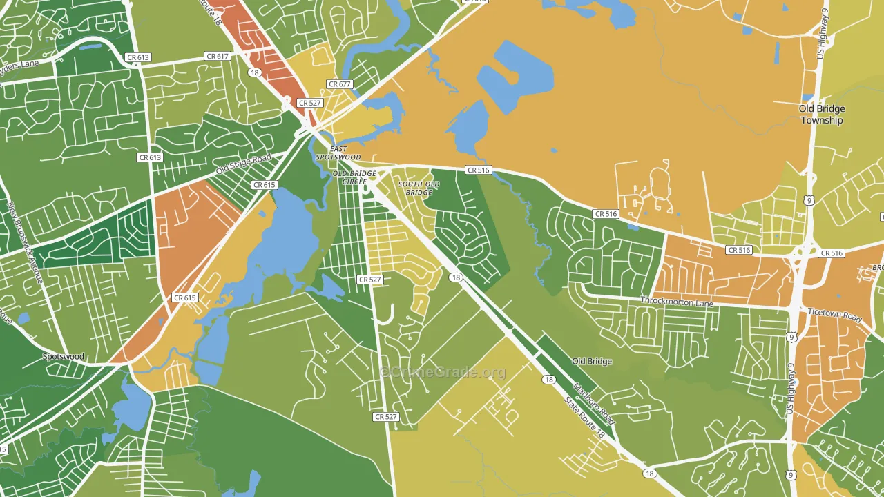 Southwood, Old Bridge, NJ Map of Assault Rates