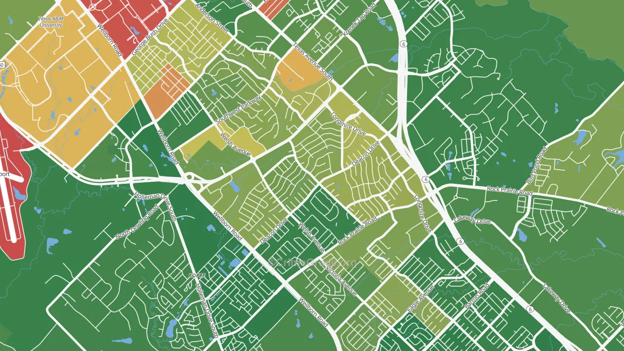 Southwood Valley, College Station, TX Map of Assault Rates