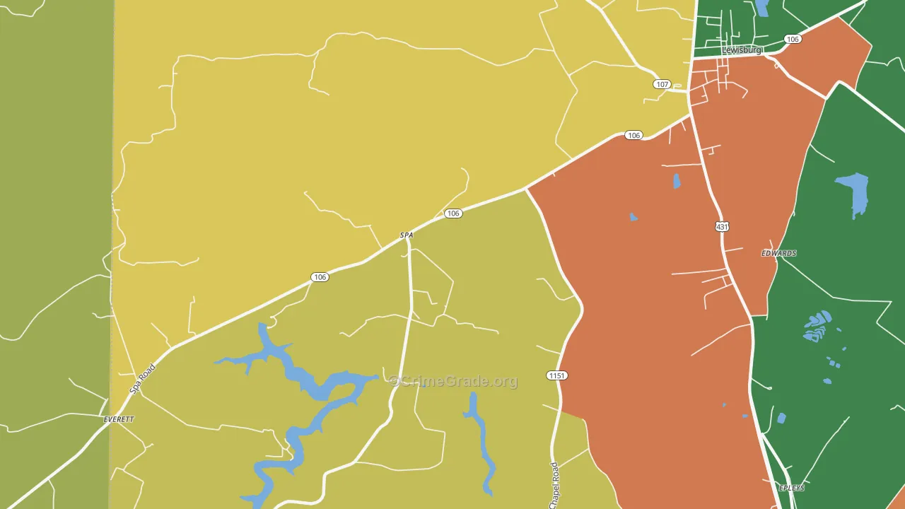 Spa, KY Map of Assault Rates