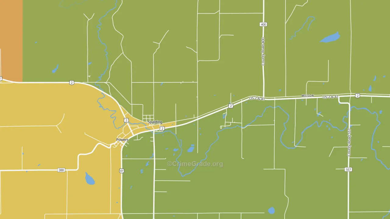 Spalding, MI Map of Assault Rates