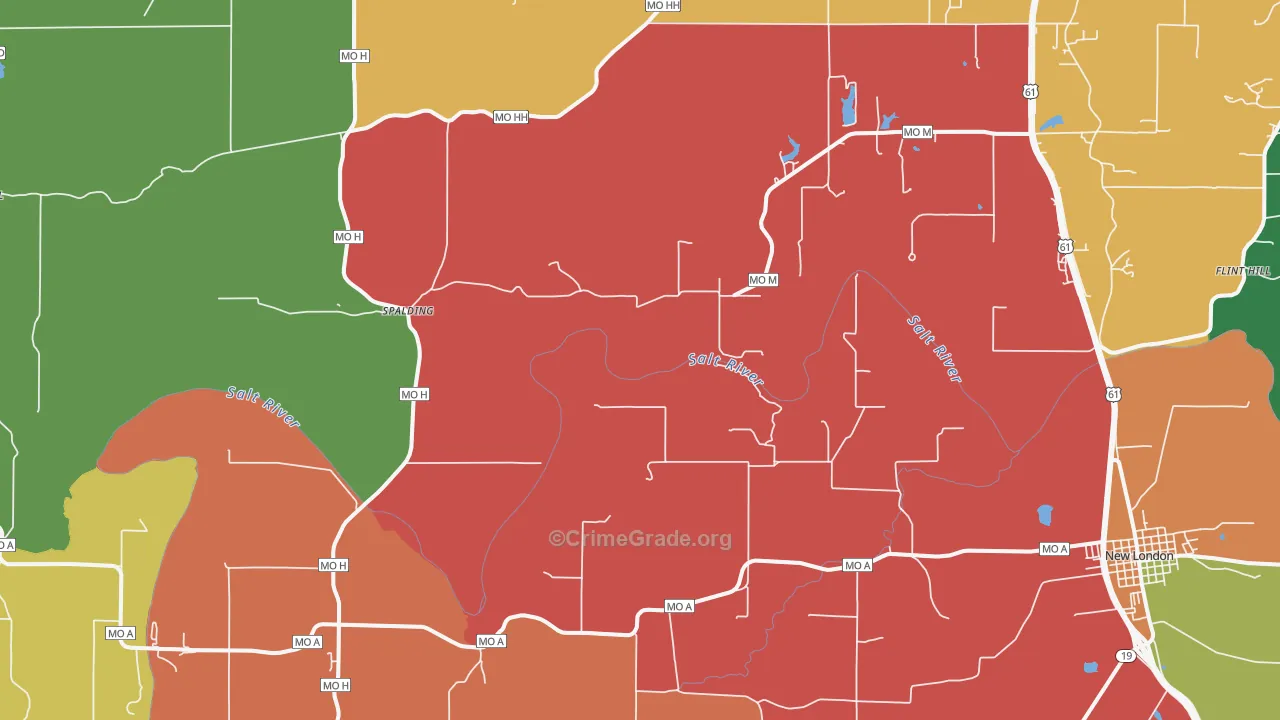 Spalding, MO Map of Assault Rates