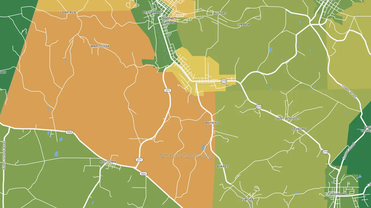 Spangler, PA Map of Assault Rates