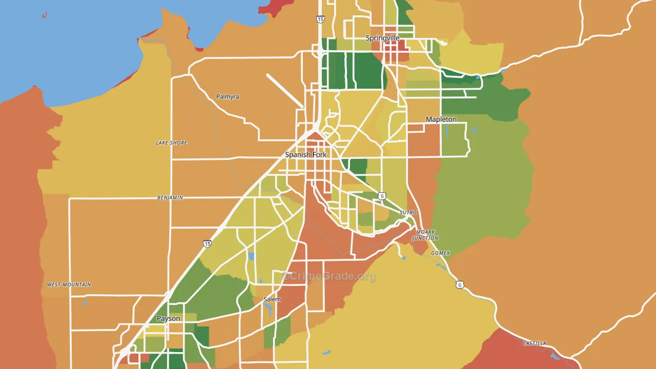 Spanish Fork, UT Map of Assault Rates