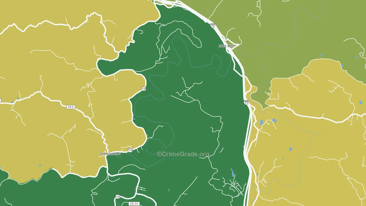 Spanishburg, WV Map of Assault Rates