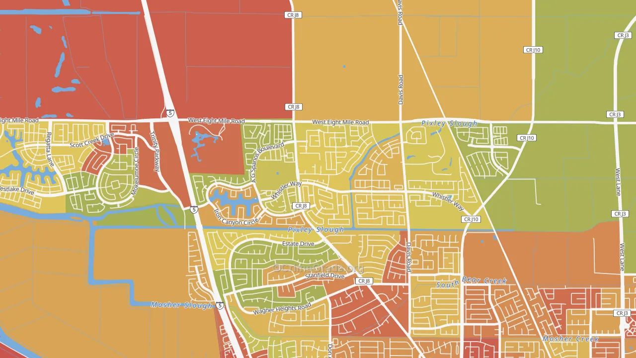 Spanos Park, Stockton, CA Map of Assault Rates