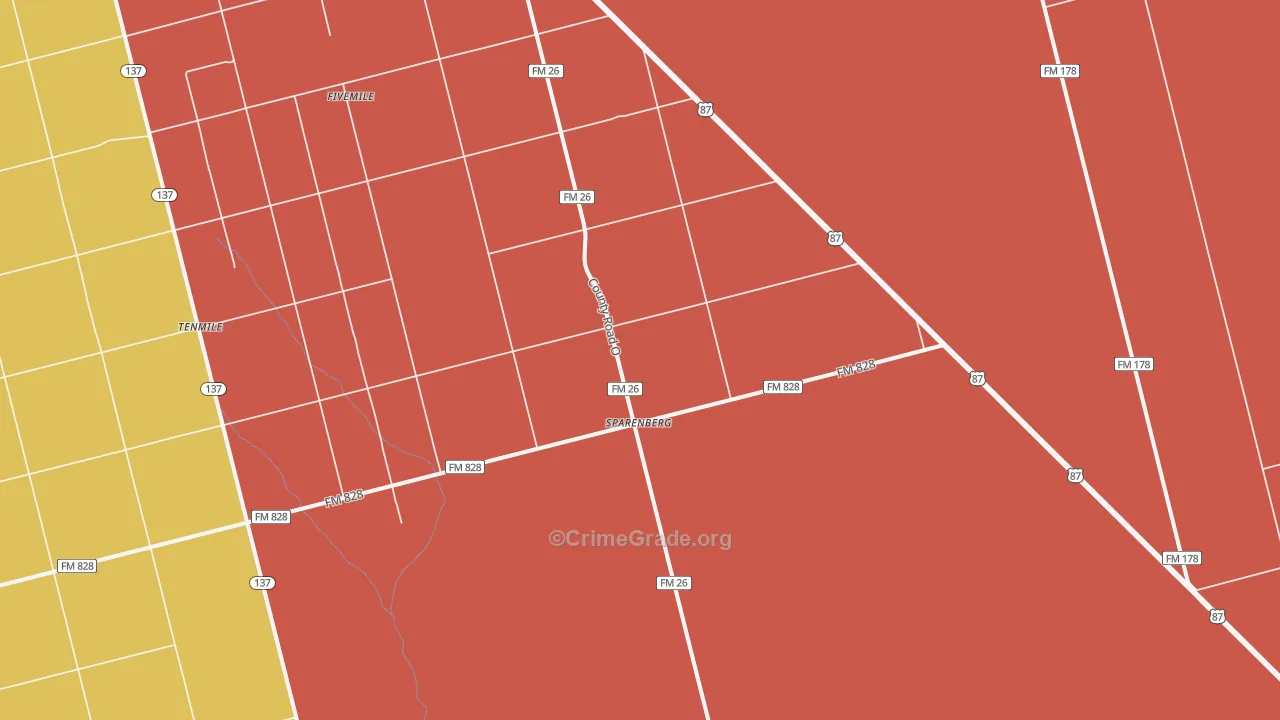 Sparenberg, TX Map of Assault Rates