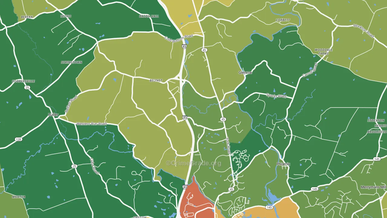 Sparks Glencoe, MD Map of Assault Rates