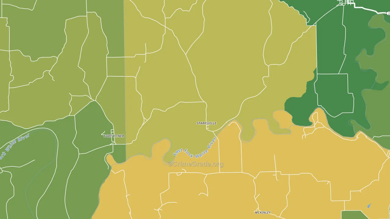 Sparksville, IN Map of Assault Rates