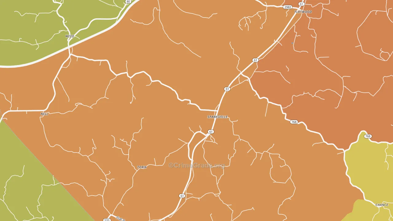 Sparksville, KY Map of Assault Rates