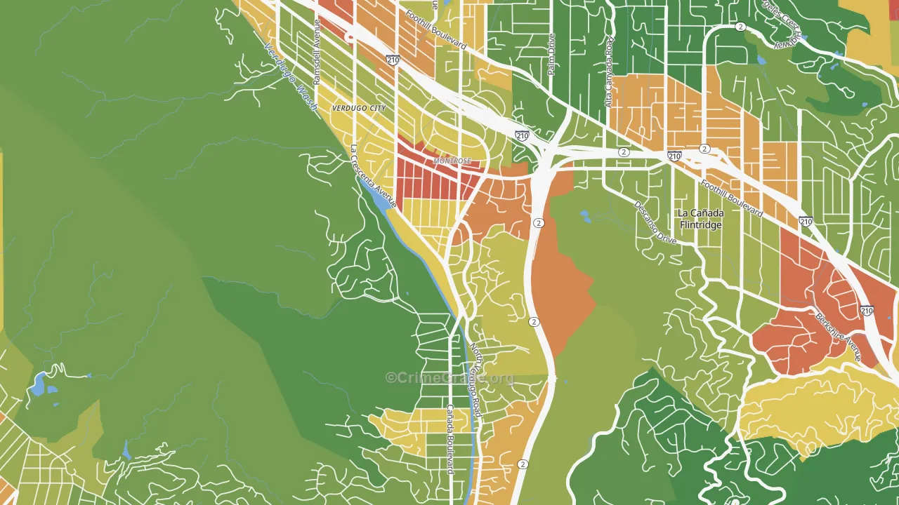 Sparr Heights, Glendale, CA Map of Assault Rates