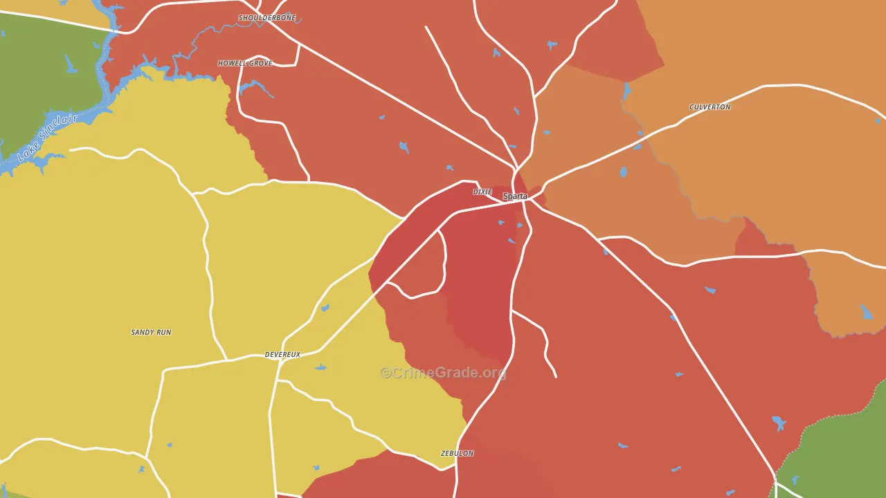 Sparta, GA Map of Assault Rates