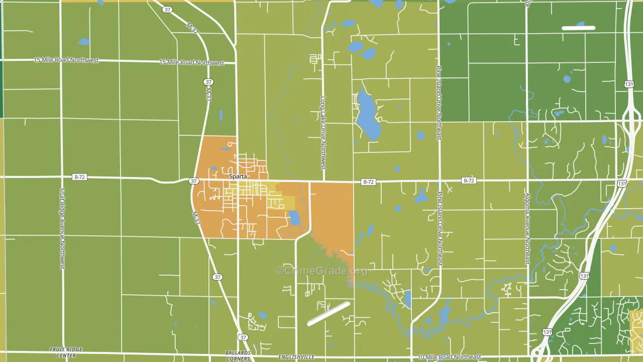 Sparta, MI Map of Assault Rates