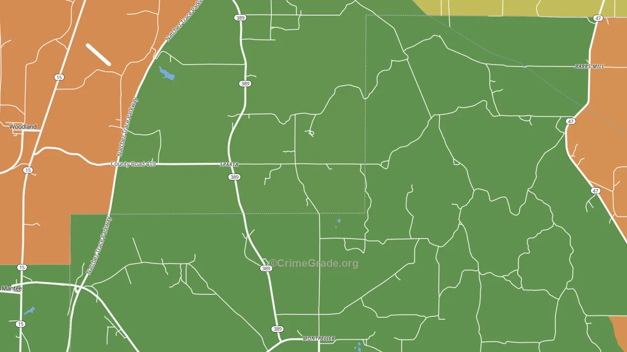 Sparta, MS Map of Assault Rates