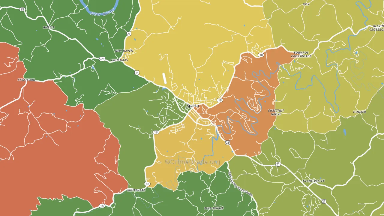 Sparta, NC Map of Assault Rates