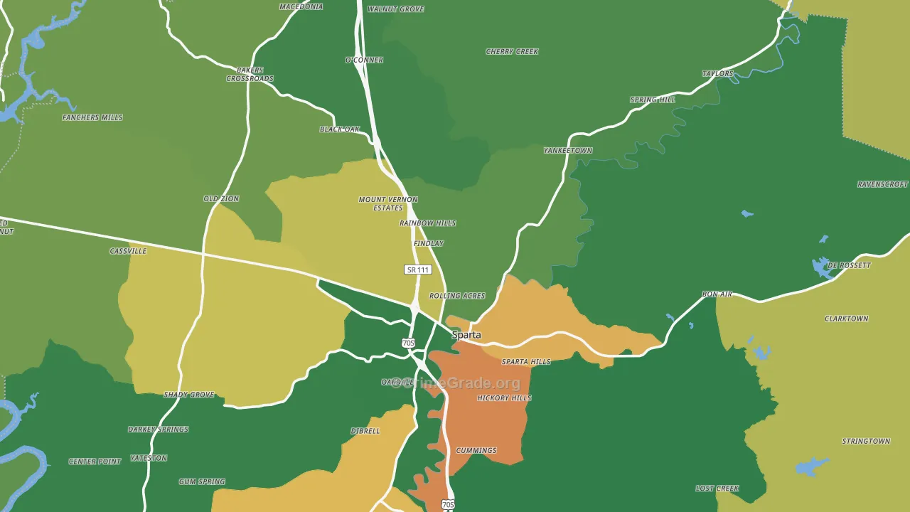 Sparta, TN Map of Assault Rates