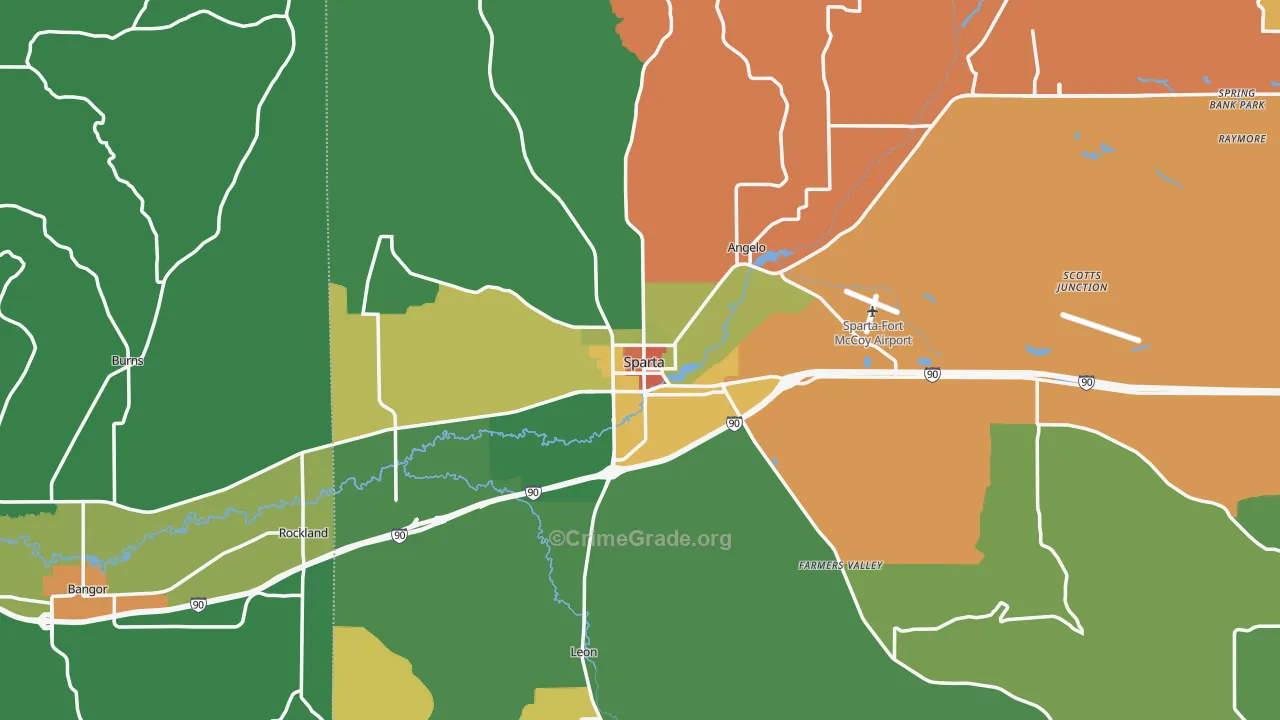 Sparta, WI Map of Assault Rates