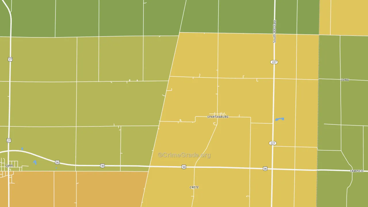 Spartanburg, IN Map of Assault Rates