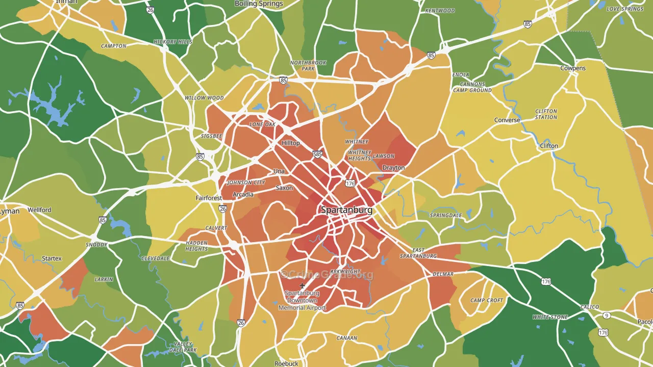 Spartanburg, SC Map of Assault Rates