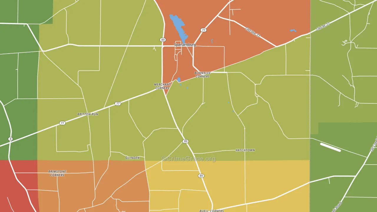 Spartansburg, PA Map of Assault Rates